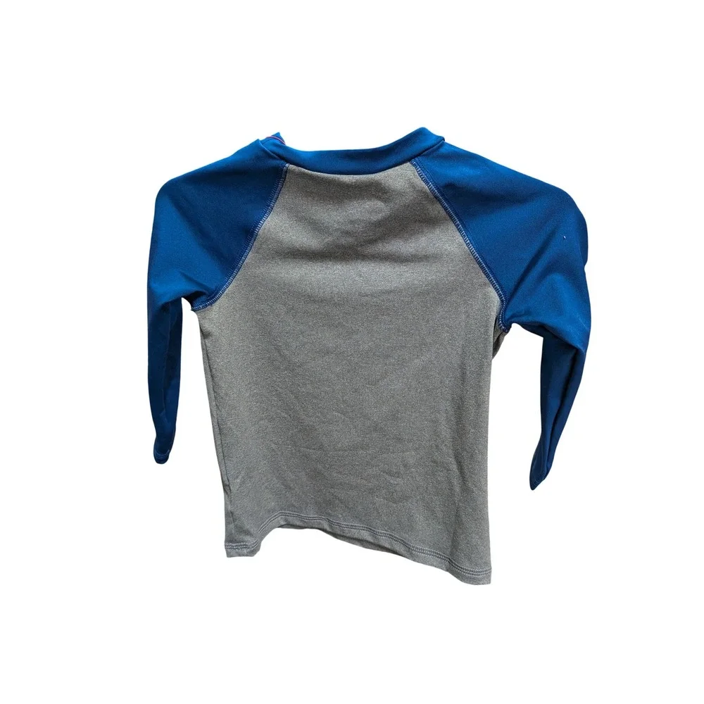Cat & Jack Boys 18M Snack Attack Long Sleeve Rash Guard Swim Shirt Blue Gray NWT